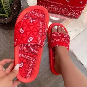 Red Bandana Pool Slide Sandal