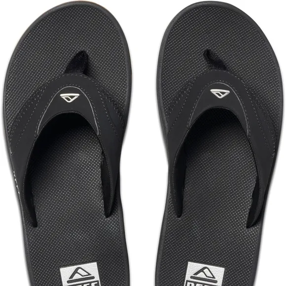 REEF Fanning Sandals w/ Bottle Opener - NEW Size 9 - Black/Silver - Arch Support