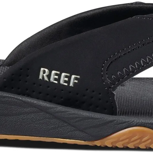 REEF Fanning Sandals w/ Bottle Opener - NEW Size 9 - Black/Silver - Arch Support