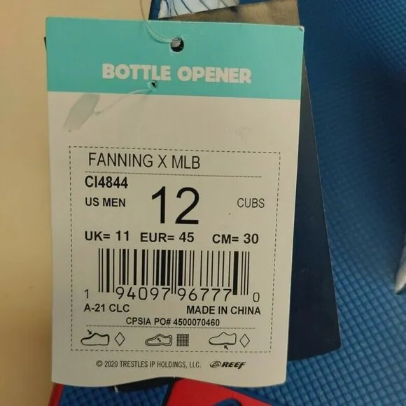 REEF Fanning X MLB Chicago Cubs Bottle Opener Sandals Mens Size 12 Womens 14