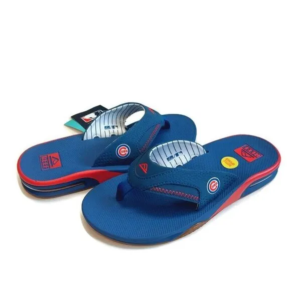 REEF Fanning X MLB Chicago Cubs Bottle Opener Sandals Mens Size 8 Womens 10