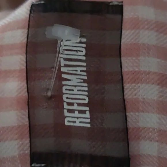 Reformation Beliz Linen Pink and White Gingham Mini Dress Size 4P