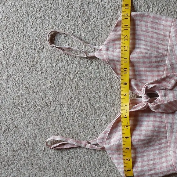 Reformation Beliz Linen Pink and White Gingham Mini Dress Size 4P