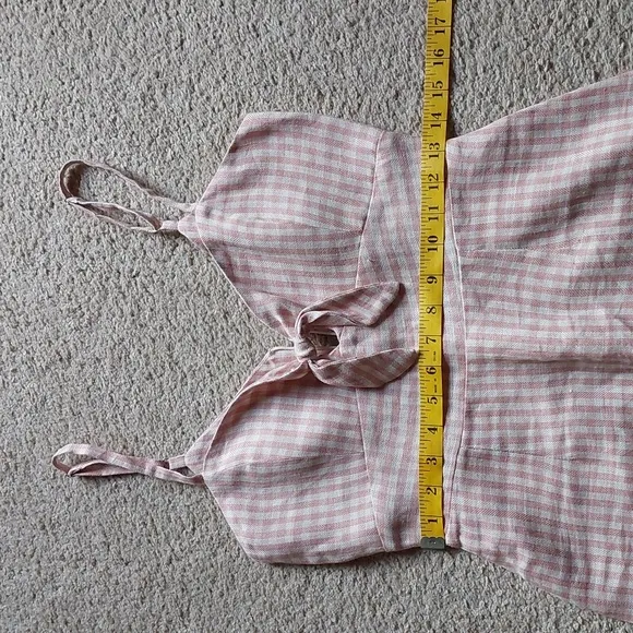Reformation Beliz Linen Pink and White Gingham Mini Dress Size 4P