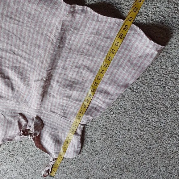 Reformation Beliz Linen Pink and White Gingham Mini Dress Size 4P