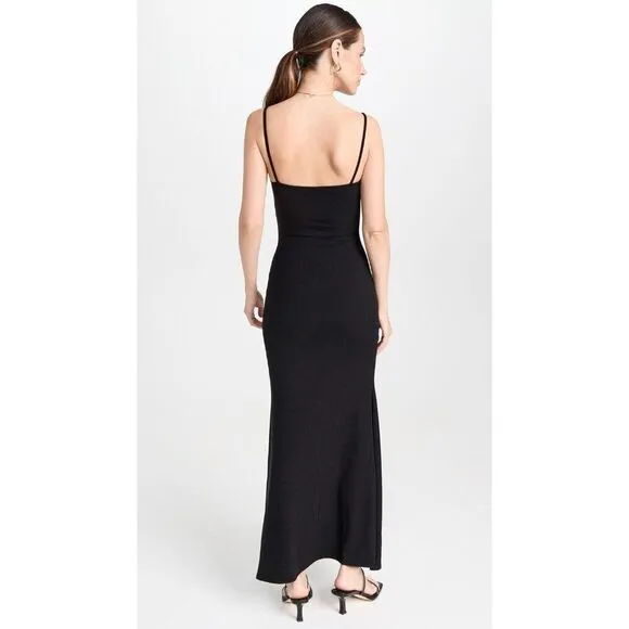 Reformation Cosmo Knit Dress Black Ribbed Maxi NEW Medium