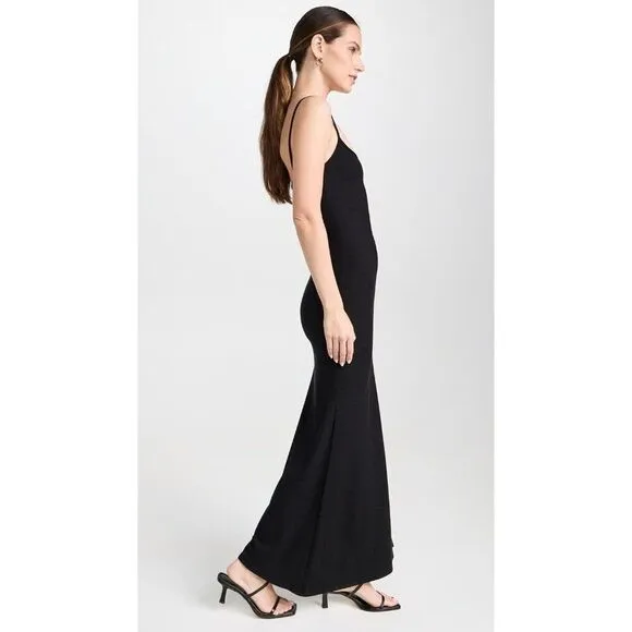 Reformation Cosmo Knit Dress Black Ribbed Maxi NEW Medium