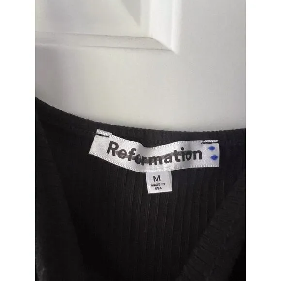Reformation Cosmo Knit Dress Black Ribbed Maxi NEW Medium