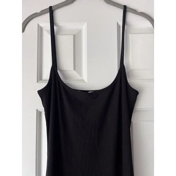 Reformation Cosmo Knit Dress Black Ribbed Maxi NEW Medium