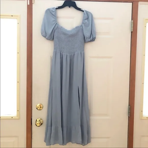 Reformation meadow midi dress in beautiful mineral color size xs