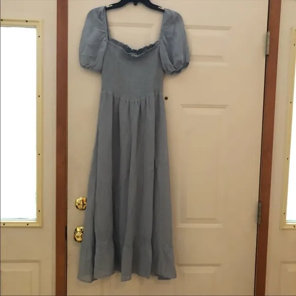 Reformation meadow midi dress in beautiful mineral color size xs