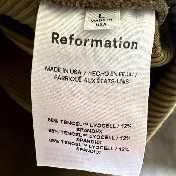 Reformation Olive Green Rib Knit Maxi Skirt Women’s Size Large