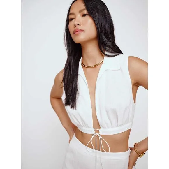 Reformation Sails Two Piece Set White Linen Size 10 NWT