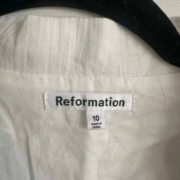 Reformation Sails Two Piece Set White Linen Size 10 NWT