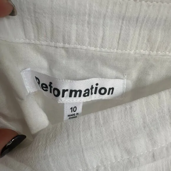 Reformation Sails Two Piece Set White Linen Size 10 NWT