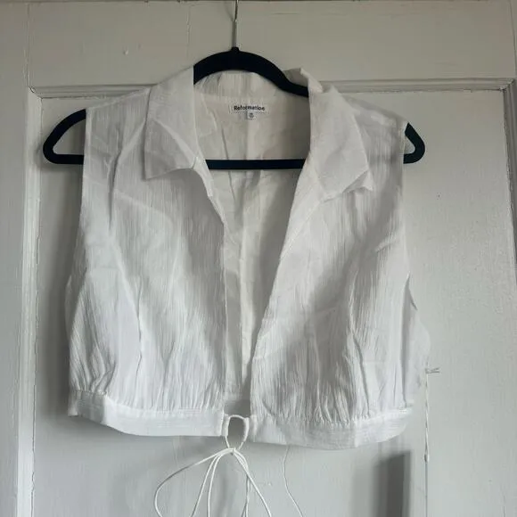 Reformation Sails Two Piece Set White Linen Size 10 NWT