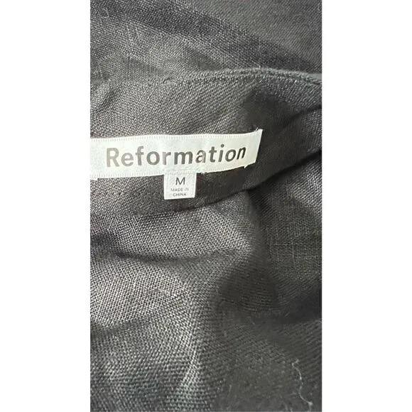 REFORMATION Selia Halterneck Strappy Open Back Linen Maxi Dress Size Medium