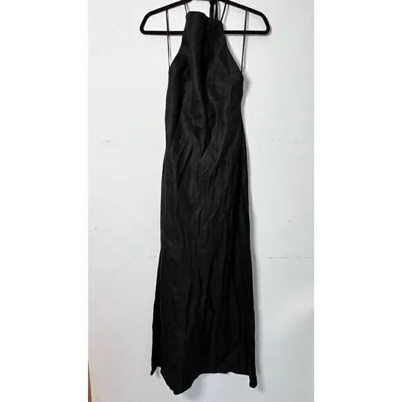 REFORMATION Selia Halterneck Strappy Open Back Linen Maxi Dress Size Medium