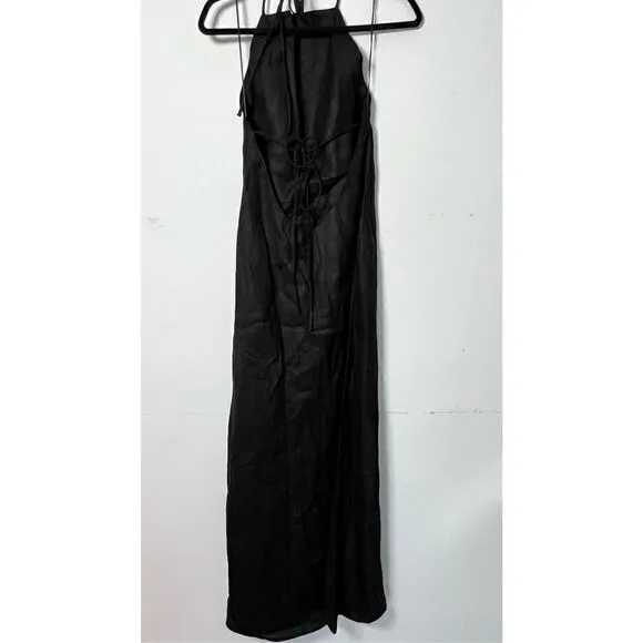 REFORMATION Selia Halterneck Strappy Open Back Linen Maxi Dress Size Medium