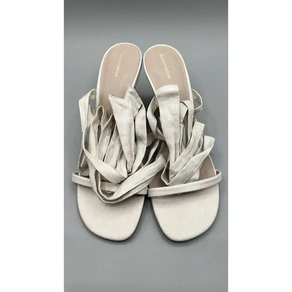 Reformation Womens Alessa Lace-up Espadrille Linen Wedge Heels Sz 10.5
