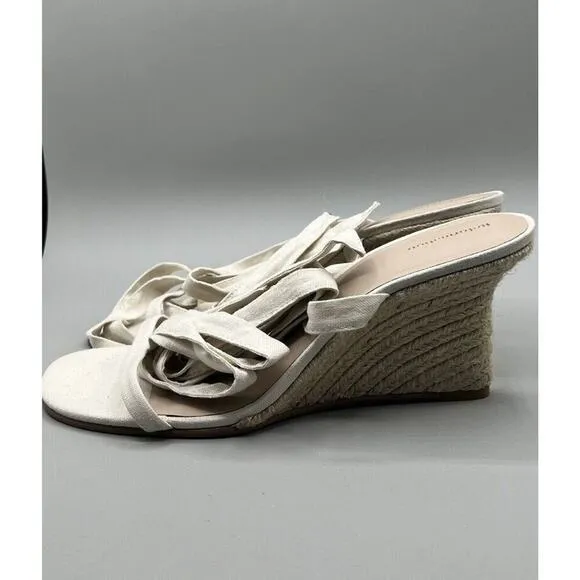 Reformation Womens Alessa Lace-up Espadrille Linen Wedge Heels Sz 10.5