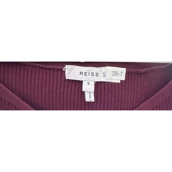 REISS Camille Knitted Button Through Midi Dress Burgundy | S