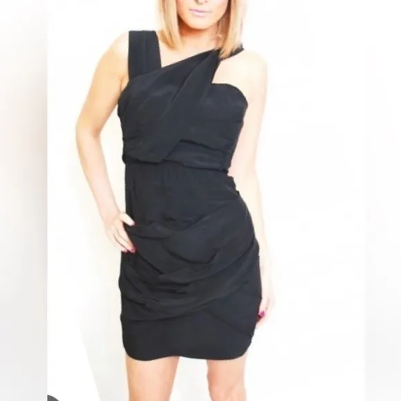 🍵🍕🍦REISS Sassy sheath dress draped asymmetrical black