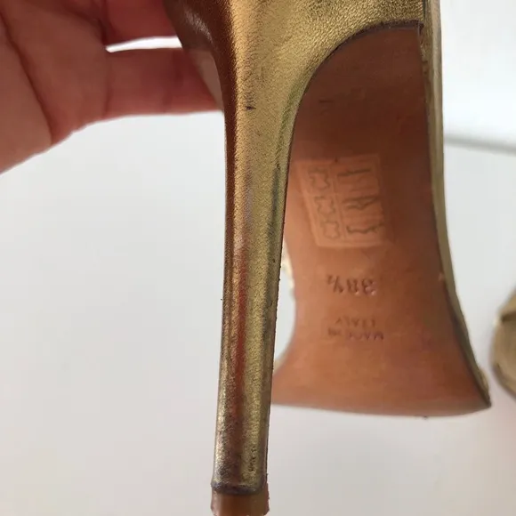Rene Caovilla bronze leather sandals heels 38.5