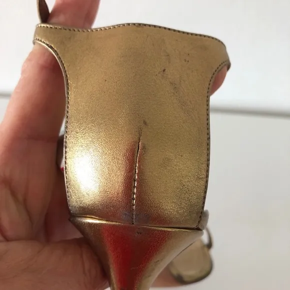 Rene Caovilla bronze leather sandals heels 38.5