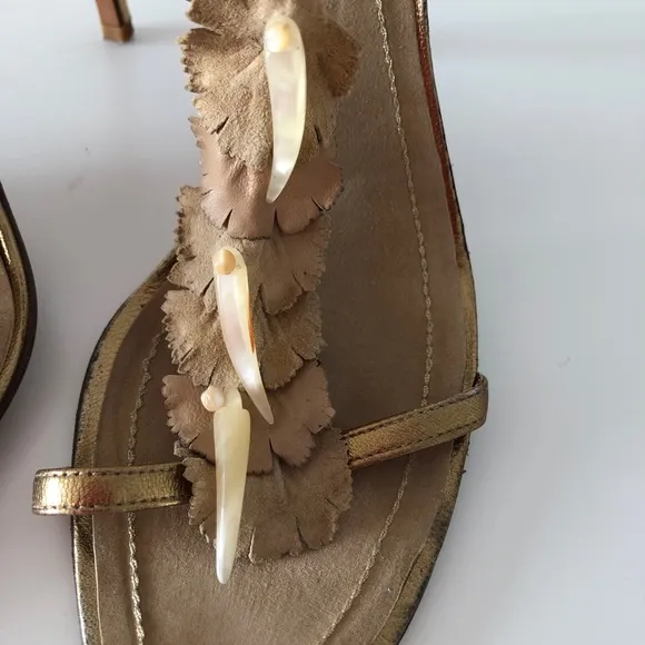 Rene Caovilla bronze leather sandals heels 38.5