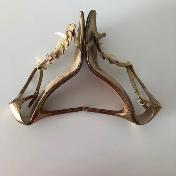 Rene Caovilla bronze leather sandals heels 38.5