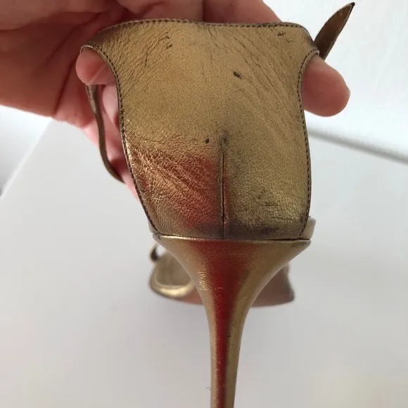 Rene Caovilla bronze leather sandals heels 38.5