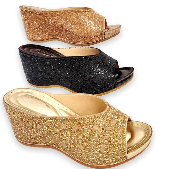 Restock! Elegant Silver Rhinestone Wedge Heel Sandal Perfect for Weddings