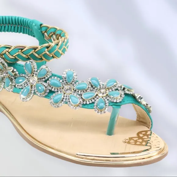 Restocked Italina / Atalina  Toe Ring Whire Floral Rhinestone Sandal