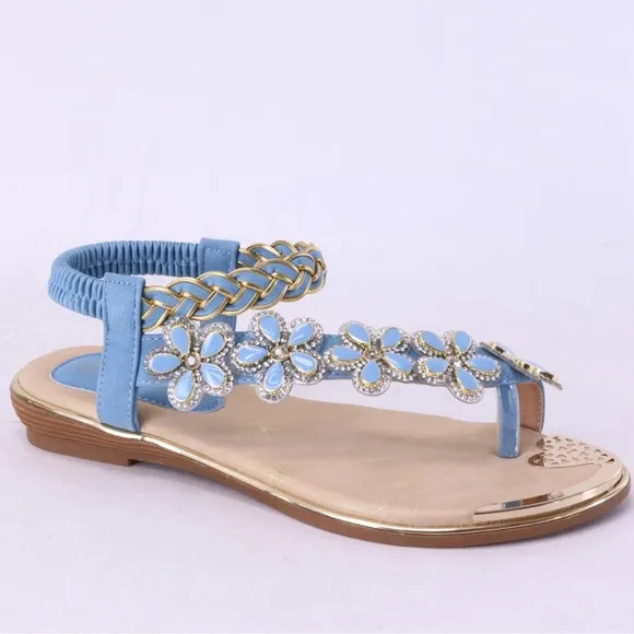 Restocked Italina / Atalina Toe Ring White Floral Rhinestone Daisy Sandal