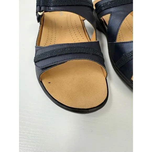 Revere Rio Sapphire Navy Blue Lizard Leather Slide Sandal 42 11 11.5