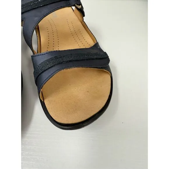 Revere Rio Sapphire Navy Blue Lizard Leather Slide Sandal 42 11 11.5
