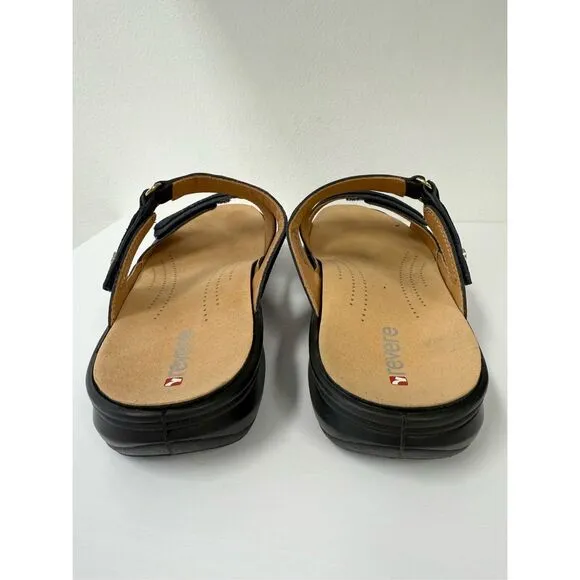 Revere Rio Sapphire Navy Blue Lizard Leather Slide Sandal 42 11 11.5