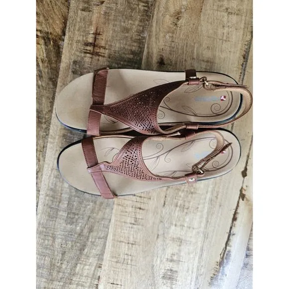 REVERE Women's Santa Fe Sandals in Brown Open Toe Adjustable SZ 11.5 NEW