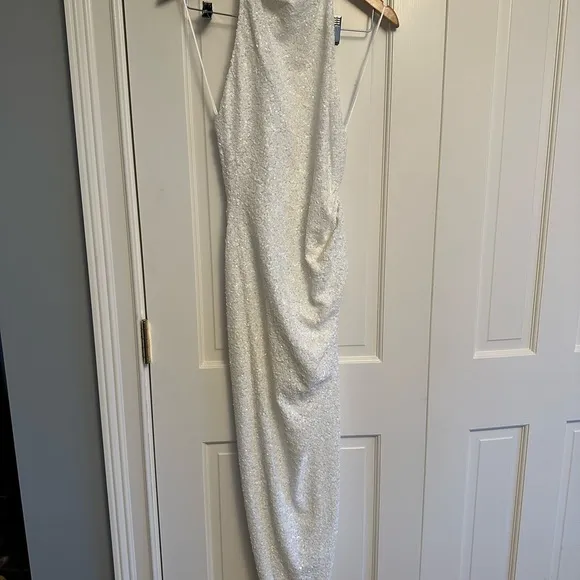 REVOLVE Amanda Uprichard Samba Gown in White Sequin
