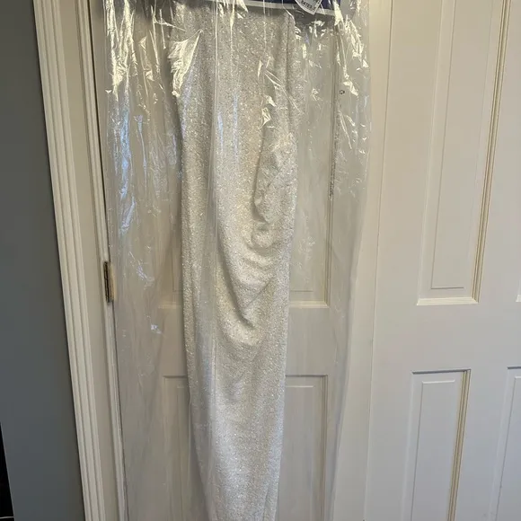 REVOLVE Amanda Uprichard Samba Gown in White Sequin