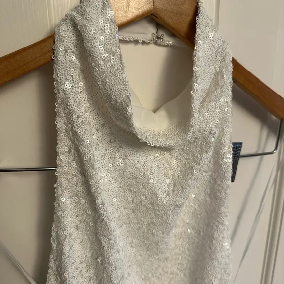 REVOLVE Amanda Uprichard Samba Gown in White Sequin