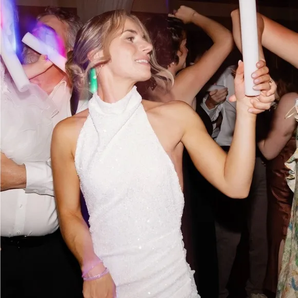 REVOLVE Amanda Uprichard Samba Gown in White Sequin