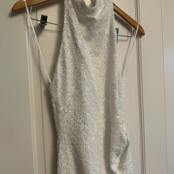 REVOLVE Amanda Uprichard Samba Gown in White Sequin