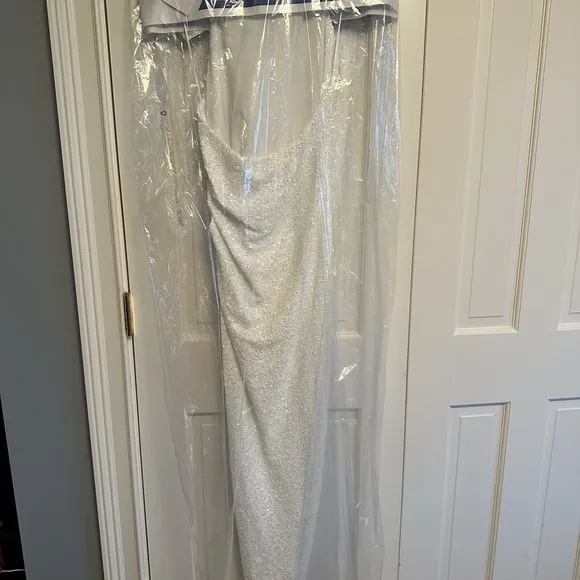 REVOLVE Amanda Uprichard Samba Gown in White Sequin