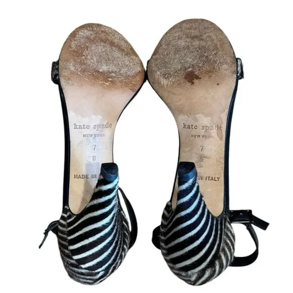 Revolve Kate Spade Hedy Pony Hair Leather Open Toe Ankle Strap Heels Sandals