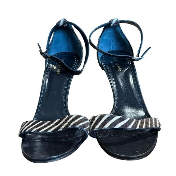Revolve Kate Spade Hedy Pony Hair Leather Open Toe Ankle Strap Heels Sandals
