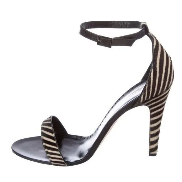 Revolve Kate Spade Hedy Pony Hair Leather Open Toe Ankle Strap Heels Sandals