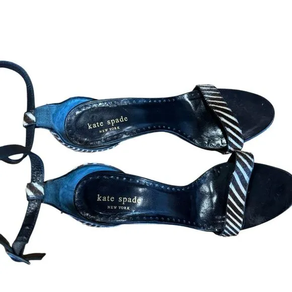 Revolve Kate Spade Hedy Pony Hair Leather Open Toe Ankle Strap Heels Sandals