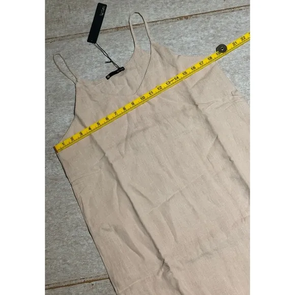 REVOLVE Krisa Beige Linen Midi Slip Dress, Size M, NWT, Lanston USA Made